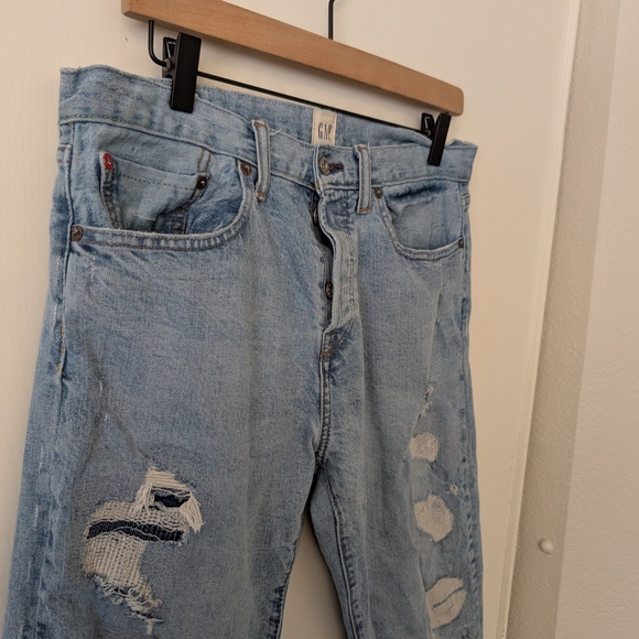 GAP Mens 31x32 Cone Denim Jeans Distressed Slim Casual Streetwear Classic - Picture 4 of 8